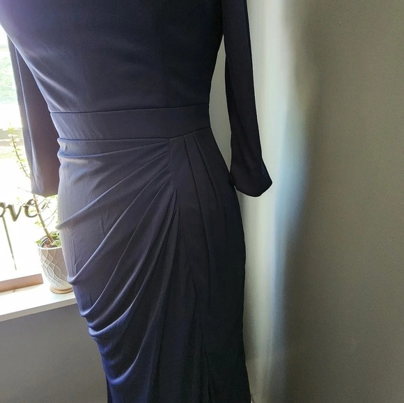 Allure Bridesmaids Off the Shoulder Navy Dress - Picture 4 of 7